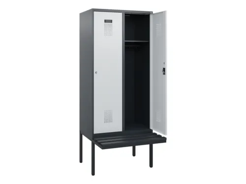 locker met bank,HxBxD 1950x800x815mm,2vak,vak B 400mm,cilinderslot