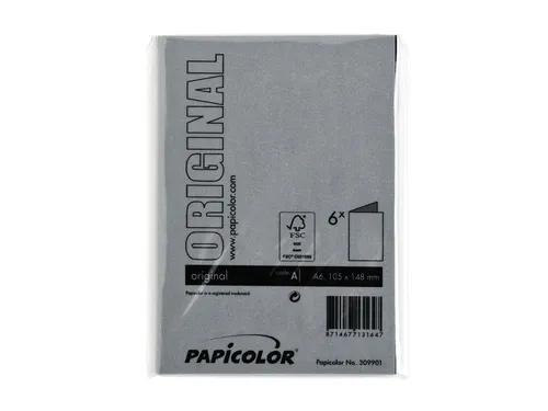 Correspondentiekaart Papicolor dubbel 105x148mm ravenzwart pak à 6 st