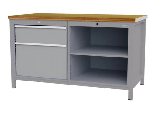 werkbank,HxBxD 860x1500x750mm,onderstel RAL7040,fronten RAL7040
