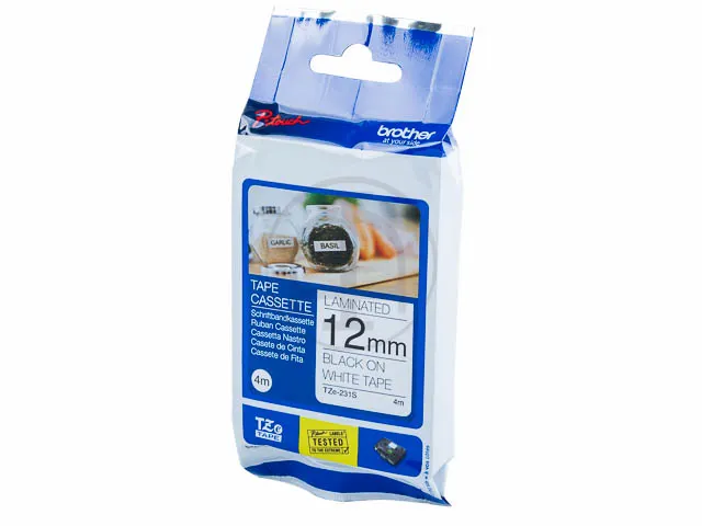 Tze231s Brother P-touch 12mm Zwart Op Wit