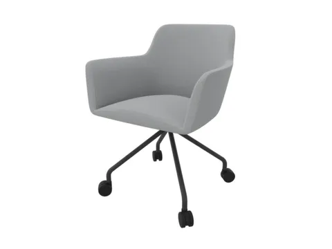 Bezoekersstoel 4-Voet/4Wielen Ronde Buis Donkergrijs Lichtgrijs