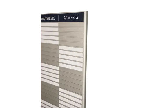 Menoor In-Uit bord 25 namen Aluminium Aanwezig/Afwezig Donkerblauw