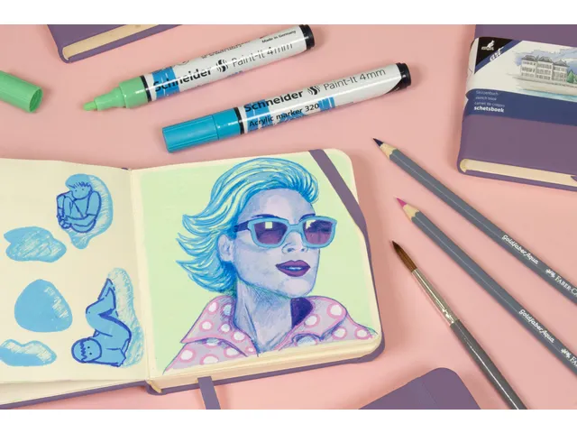 Schetsboek Kangaro A5 heather purple PU HC 80 vel 140gr roomwit met el