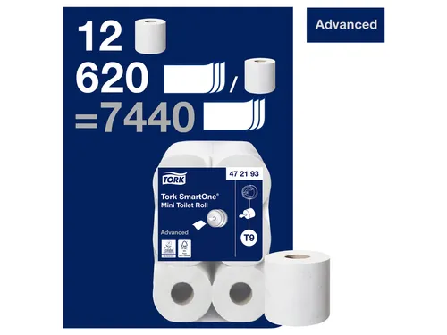 Toiletpapier Tork SmartOne Mini T9 advanced 2-laags 620 vel wit 472193