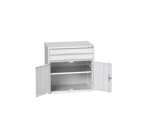 ladekast HxBxD 800x800x550mm 2laden 2deuren RAL7035 front RAL7035