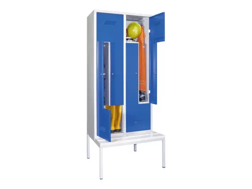 Z-garderobekast,HxBxD 2100x800x800mm,vak B 400mm,RAL7035,front RAL5010