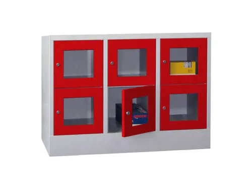 lockerkast,HxBxD 855x1200x500mm,3x2vakken,RAL7035,front RAL3000