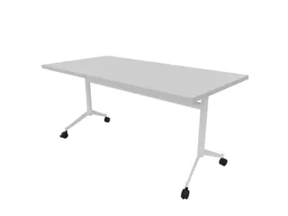 klaptafel,HxBxD 750x1600x800mm,hoekig,T-voet wit,ovale buis,blad grijs - 1