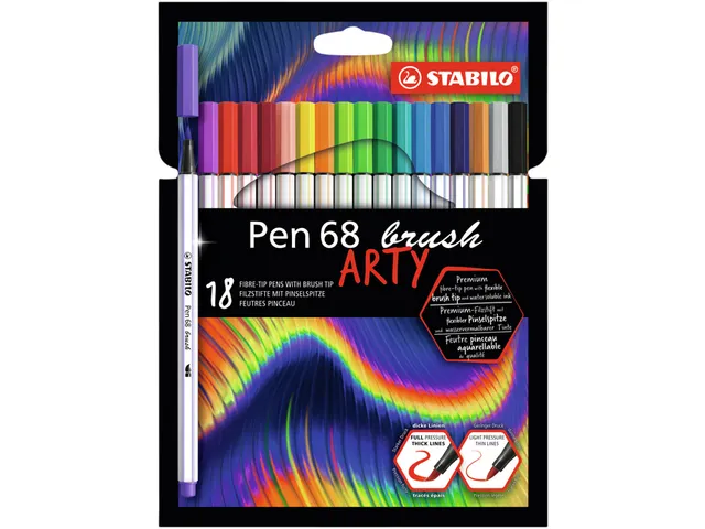 Brushstift STABILO Pen 568/18 Arty assorti etui à 18 stuks
