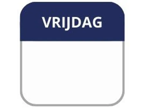 LabelLORD PL Dagetiket Vrijdag 25x25mm Donkerblauw Flushlabel 1000 st.