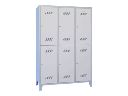 dubbeldekse locker,HxBxD 1850x1200x500mm,3x2vak.,RAL7035,front RAL7035