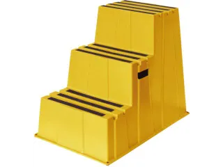 opstapje,bordes H 700mm,3treden m. antislipmatten,HDPE,geel - 1