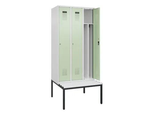 locker met bank,voor scheiding van kleding,HxBxD 2120x900x815mm,3vak