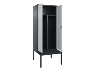 PBM-locker met bank,HxBxD 2120x800x815mm,2vak,vak B 400mm,cil.-slot - 2