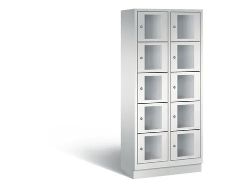 Lockerkast 1800x810x500mm 2x5 vakken Cilinderslot, Sokkel, RAL7035