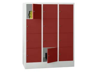 lockerkast,HxBxD 1518x1200x500mm,3x4vakken,RAL7035,front RAL3000 - 2