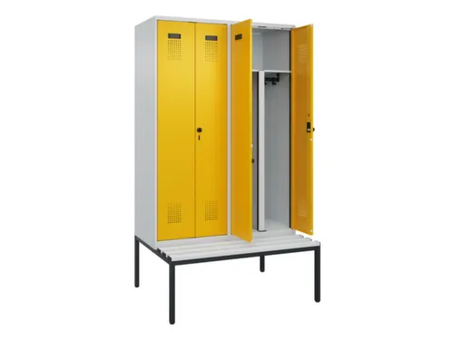 PBM-locker met bank,HxBxD 2120x1200x815mm,4vak,vak B 300mm