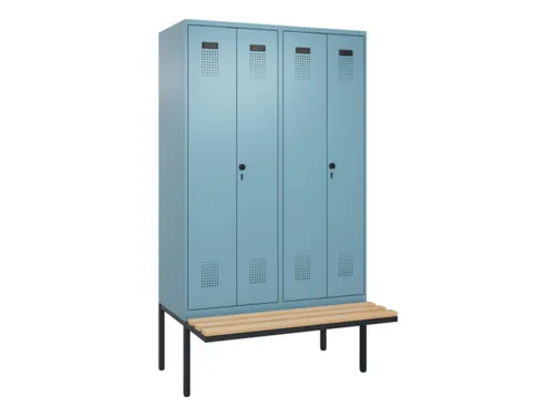 locker met bank,voor scheiding van kleding,HxBxD 2120x1200x815mm,4vak