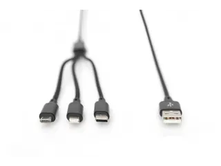 USB-oplaadkabel 1m 3-in-1 Kabel Nylon Gevlochten Zwart - 5