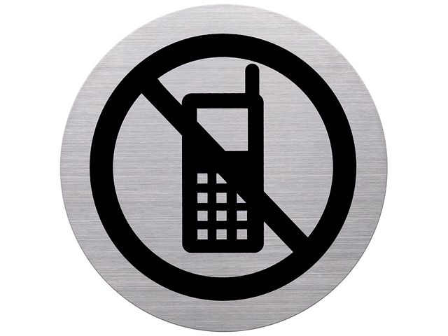 RVS pictogram 'verbod gebruik smartphone' | DeurbordShop.nl