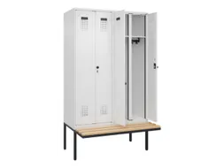 locker met bank,voor scheiding van kleding,HxBxD 2120x1200x815mm,4vak