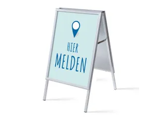 Stoepbord A1 complete set met print "Hier melden" Blauw - 1