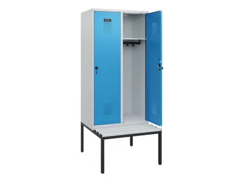 locker met bank,HxBxD 1950x800x815mm,2vak,vak B 400mm,draaigrendel