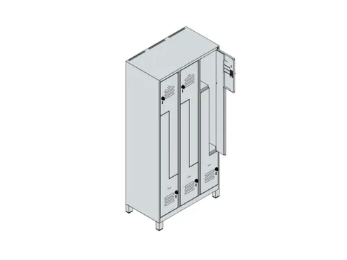 Z-garderobekast,HxBxD 1950x900x500mm,vak B 150/300mm,cil.-slot,voeten