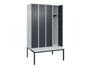 locker met bank,HxBxD 2120x1200x815mm,4vak,vak B 300mm,cil.-slot - 2