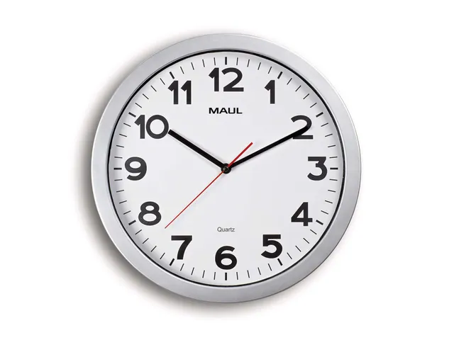 Wandklok MAULstep Quartz Ø35x5cm kunststof zilver/wit incl. batterij