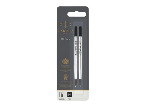 Rollerpenvulling Parker Quink medium zwart blister à 2 stuks