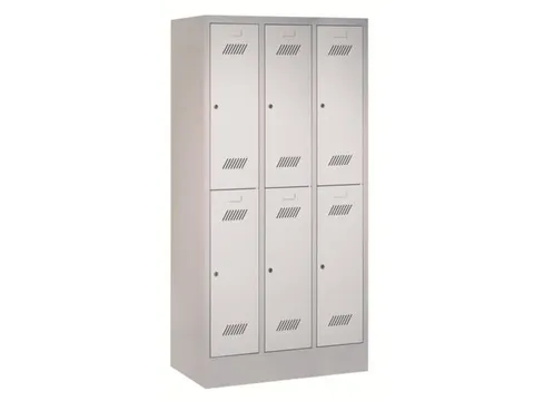dubbeldekse locker,HxBxD 1850x900x500mm,3x2vak.,RAL7035,front RAL6011