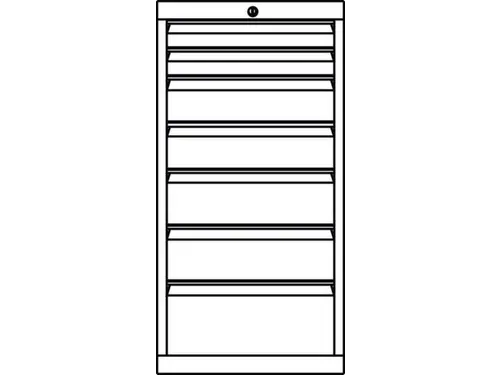 ladekast HxBxD 1000x715x600mm 7laden slot RAL7035 front RAL5010