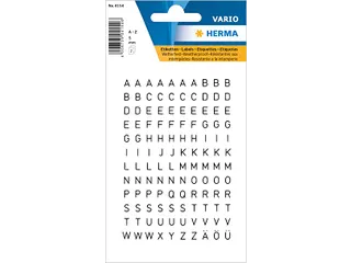 Etiket Herma 4154 5mm Letters A-Z Zwart op Transparant 240 stuks - 1
