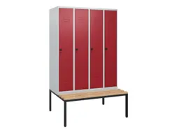 locker met bank,HxBxD 1950x1200x815mm,4vak,vak B 300mm,draaigrendel