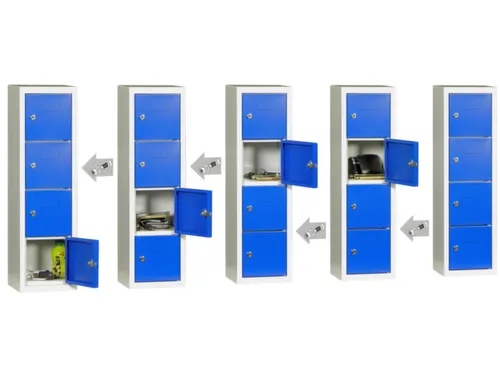 lockerkast,HxBxD 778x225x200mm,1x4vakken,RAL7035,front RAL3000
