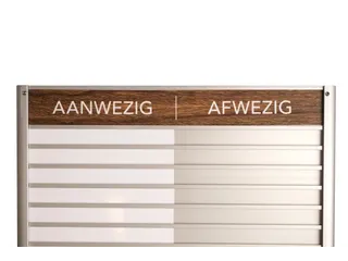 Menoor In-Uit bord 35 namen Aluminium Aanwezig/Afwezig donker Houtlook - 2