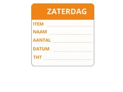 LabelLORD PL Dagetiket Zaterdag 50x50mm Oranje Flushlabel 250 stuks