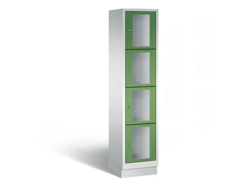 Lockerkast 1800x420x500mm 1x4 vakken Cilinderslot, Sokkel, RAL6011