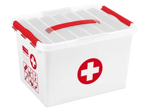 Trousse de premiers secours Q-line avec plateau, blanche et rouge - 40