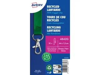 Lanyard Avery rPET groen 440x15mm met karabijnhaak 10 stuks - 3