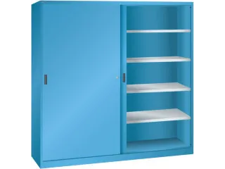 schuifdeurkast 1950x2000x580mm 8xStalen bodem scheidingswand RAL5012 - 1