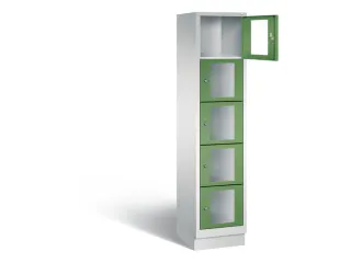 Lockerkast 1800x420x500mm 1x5 vakken Cilinderslot, Sokkel, RAL6011 - 1