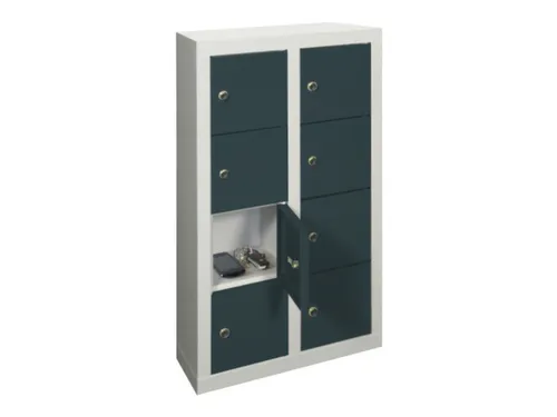 lockerkast,HxBxD 815x460x200mm,2x4vakken,RAL7035,front RAL7016