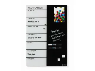 Glasmagneetbord Naga 40x60cm weekplanner GB zwart/wit - 3