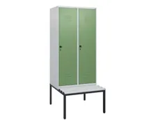 locker met bank,HxBxD 1950x800x815mm,2vak,vak B 400mm,draaigrendel