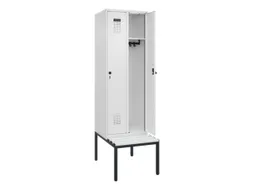 locker met bank,HxBxD 2120x600x815mm,2vak,vak B 300mm,draaigrendel