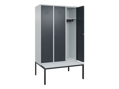 locker met bank,HxBxD 2120x1200x815mm,3vak,vak B 400mm,cil.-slot