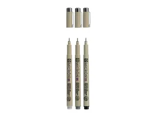 Fineliner Sakura Pigma Micron 05 set zwart & grijs 3 maten - 4