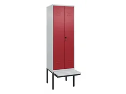 PBM-locker met bank,HxBxD 2120x600x815mm,2vak,vak B 300mm,draaigrendel